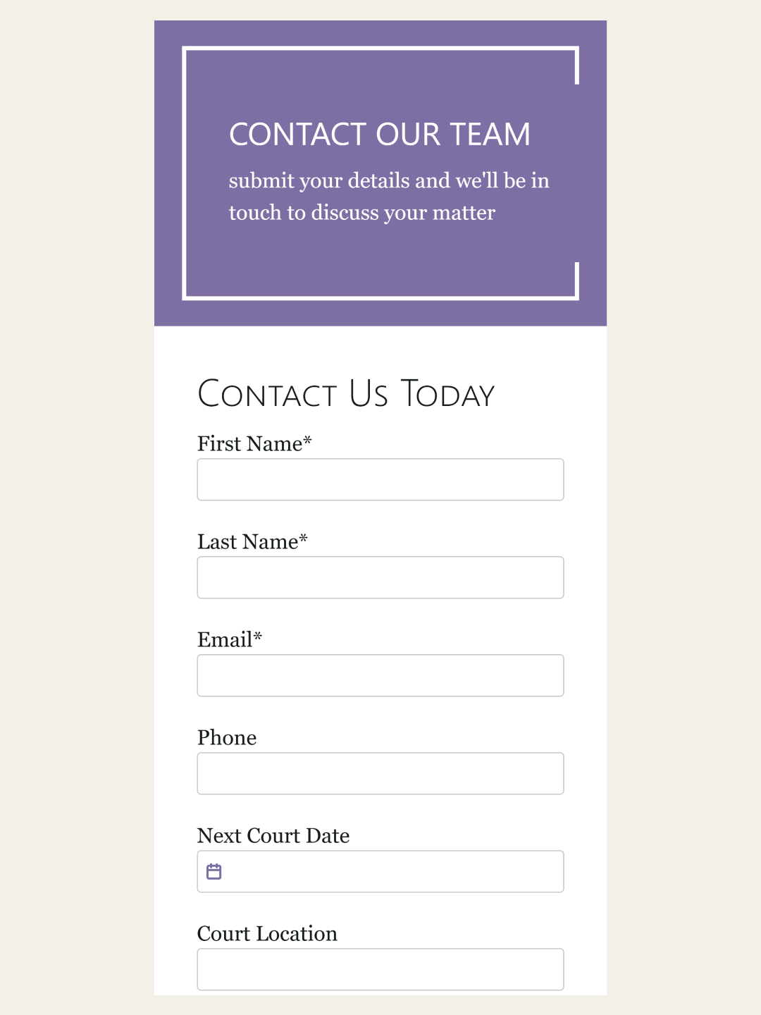 Contact Us form