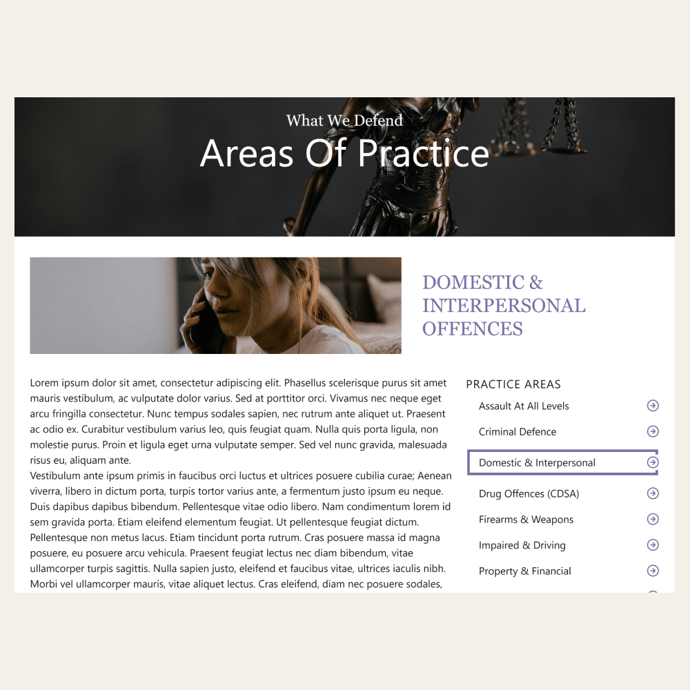 Area of practice specific page